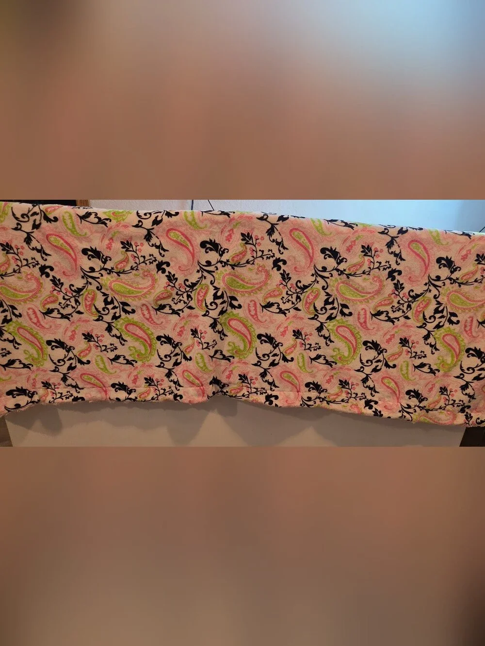 Pink Green Black Paisley Floral Fleece Throw Blanket